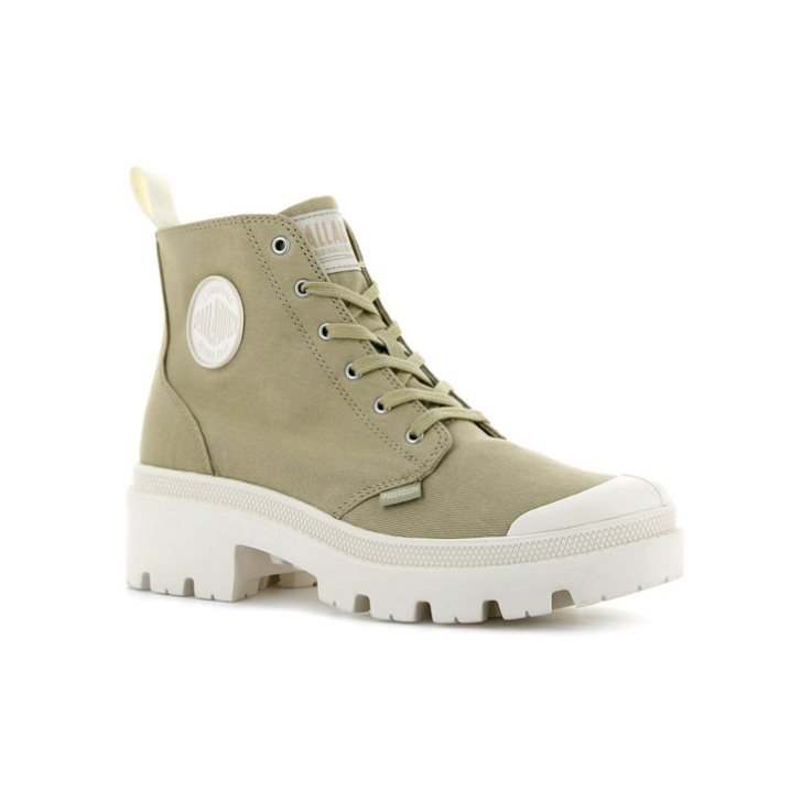 Dámské Boty Palladium Pallabase Twill Olivy Zelené | CZ HIJ-27C